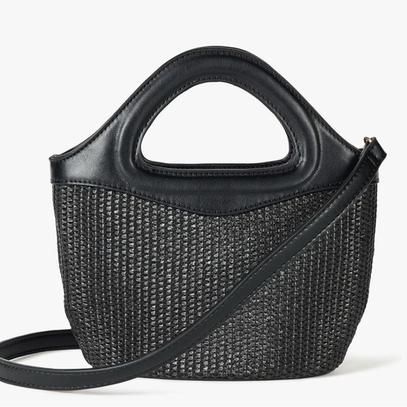 The Drop Xiomara Mini Tote Elegant Black Woven Handbag - Picture 1 of 5